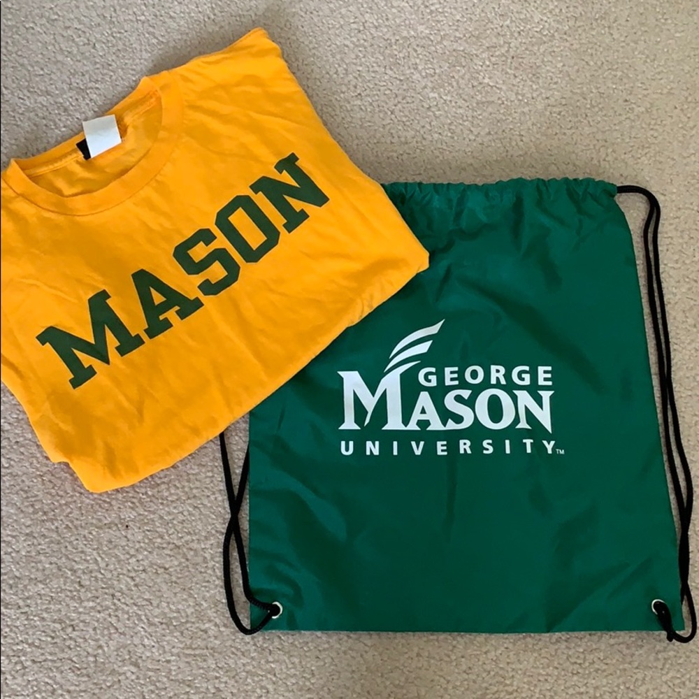 George Mason tee and drawstring bag